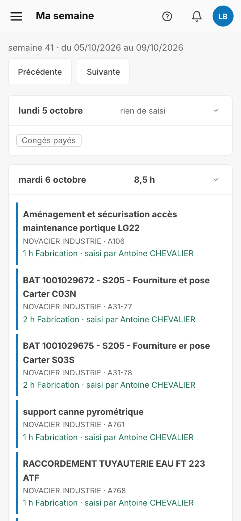 La semaine d'un technicien sur son téléphone